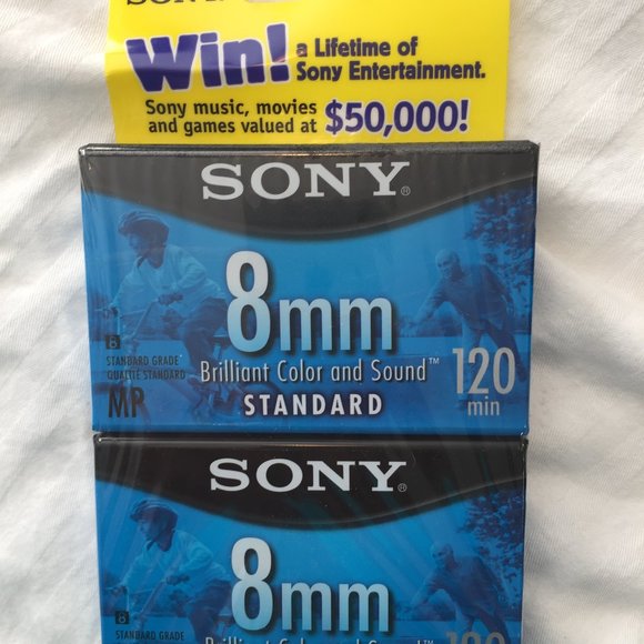2 Pack Sony 8mm Standard Video Camcorder Tapes MP 120 Minute New/Sealed - Picture 1 of 3